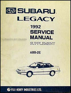 1992 Subaru Legacy ABS-2E Brakes Repair Manual Original Supplement 
