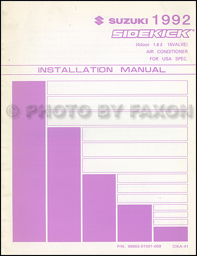 1992 Suzuki Sidekick 4 Door Air Conditioner Installation Manual Original