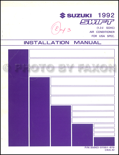 1992 Suzuki Swift SOHC Air Conditioner Installation Manual Original