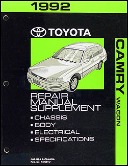 1992 Toyota Camry Wagon Repair Manual Original Supplment