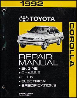 1992 Toyota Corolla Repair Manual Original