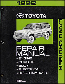 1992 Toyota Land Cruiser Repair Manual Original 