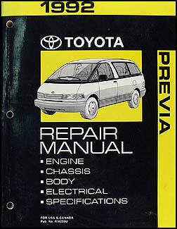 1992 Toyota Previa Van Repair Manual Original 