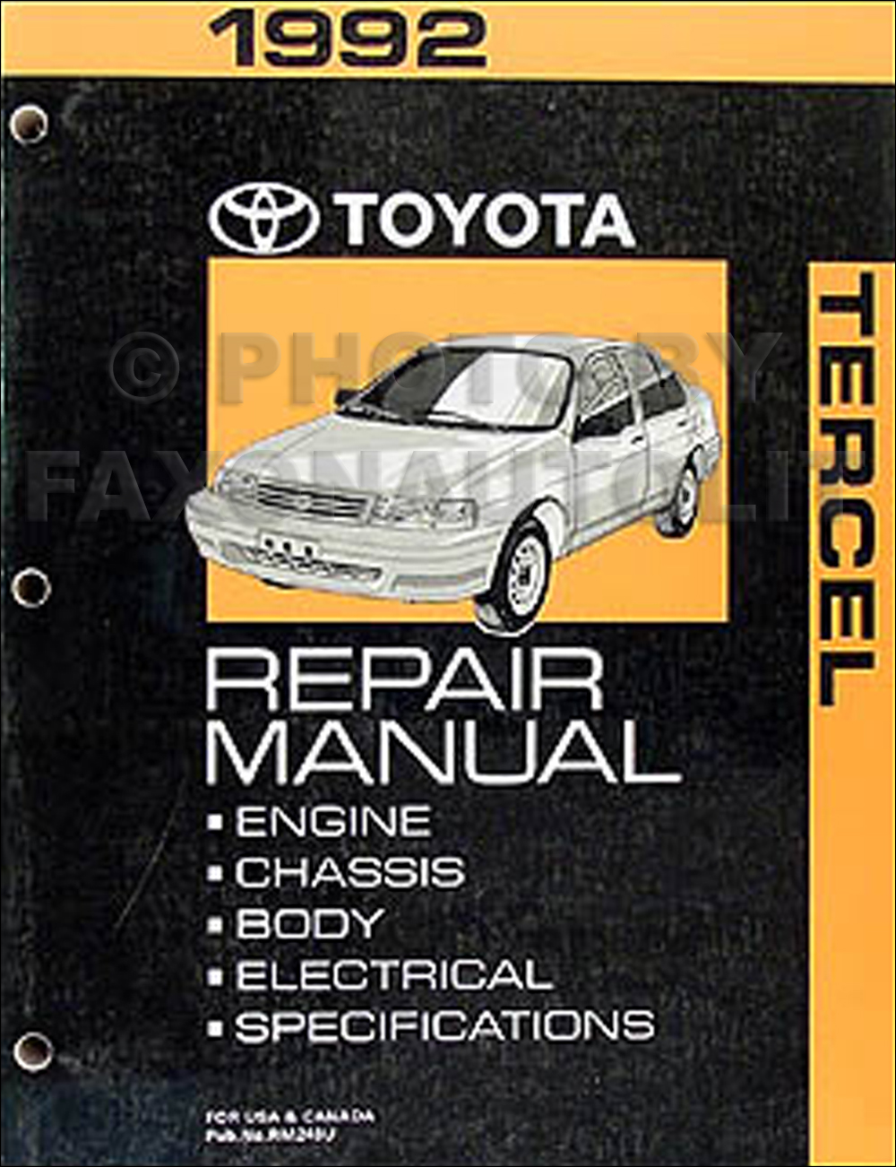 1992 Toyota Tercel Repair Shop Manual Original