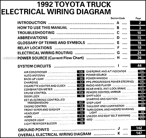 1992 Toyota Truck Wiring Diagram Manual Original  1992 Toyota Truck Electrical Wiring Diagram Manual    Faxon Auto Literature