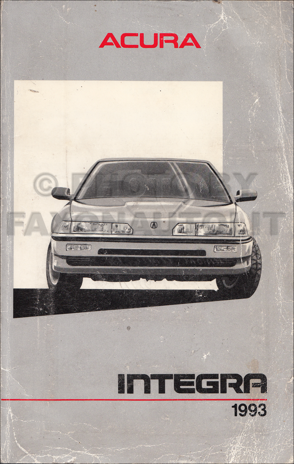 1993 Acura Integra 4 Door Owners Manual Original