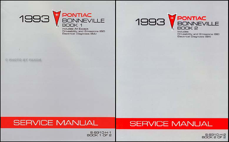 1993 Pontiac Bonneville Shop Manual Original 2 Volume Set