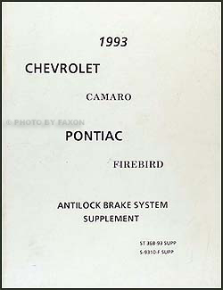 1993 Camaro, Firebird and Trans Am ABS Brakes Repair Shop Manual Supplement