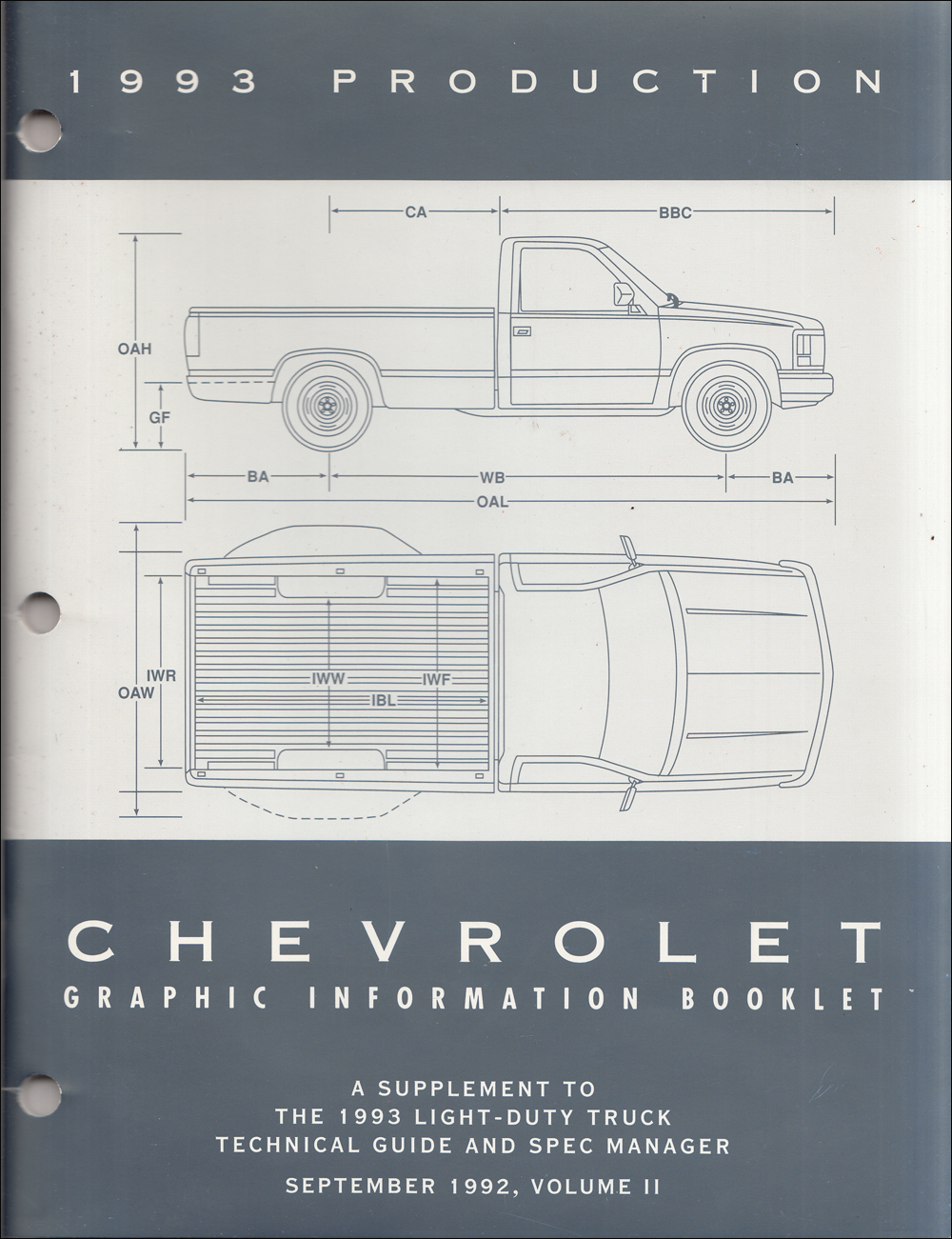 1993 Chevrolet Truck Graphic Booklet Original Dealer Album Supplement