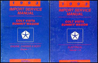 1993 Colt Vista & Summit Wagon Shop Manual Original 2 Volume Set 