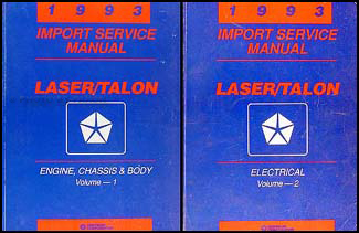 1993 Plymouth Laser and Eagle Talon Shop Manual Original 2 Volume Set 