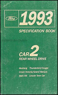 1993 Ford Lincoln Mercury RWD Car Service Specifications Book Original