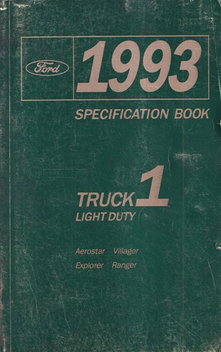1993 Service Specs Book Original Ranger Explorer Aerostar Villager