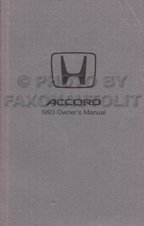 1993 Honda Accord Coupe Owner's Manual Original 2 Door