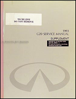 1993.5 Infiniti G20 Repair Manual Original Supplement