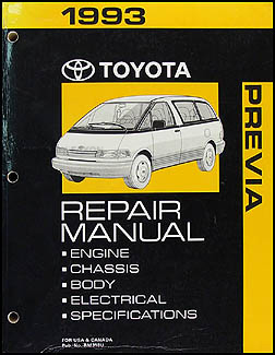 1993 Toyota Previa Van Repair Manual Original 