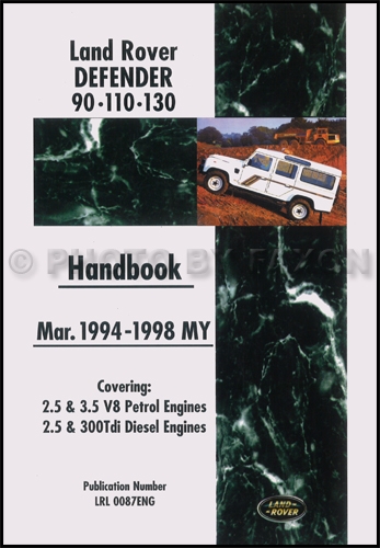 1994-1998 Land Rover Defender Owners Manual Handbook Reprint
