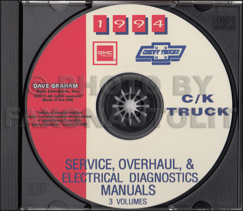 1994 Chevrolet GMC C/K Service, Overhaul, Electrical Diagnosis Manual Set on CD