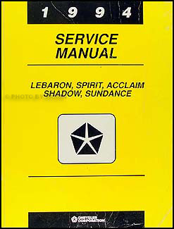 1994 Lebaron, Spirit, Acclaim, Shadow, & Sundance Shop Manual Original