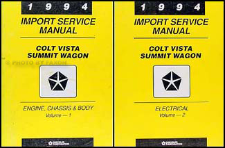 1994 Colt Vista & Summit Wagon Shop Manual Original 2 Volume Set 