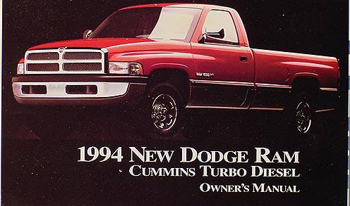 1994 Dodge Ram Cummins Turbo Diesel Pickup Truck Original Owner Manual