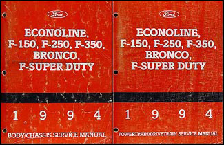 1994 Ford Repair Shop Manual F150-F350 Pickup Bronco F-Super Duty Econoline Van