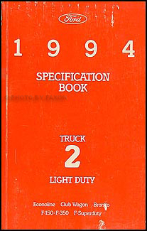 1994 Ford Pickup and Van Service Specifications Book Original