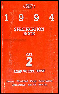 1994 Ford Lincoln Mercury RWD Car Service Specifications Book Original