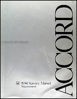 1994 Honda Accord Coupe & Wagon Service Manual Supplement Original
