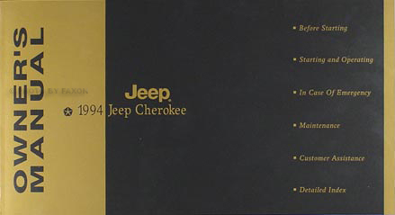 1994 Jeep Cherokee Original Owner's Manual