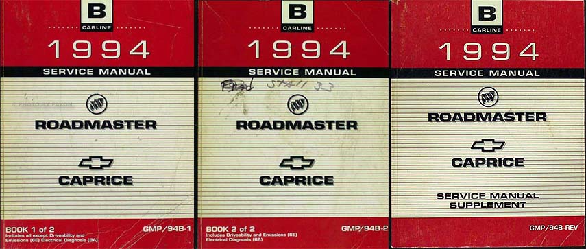 1994 Chevy Caprice/Impala SS/Buick Roadmaster Shop Manual Original Set