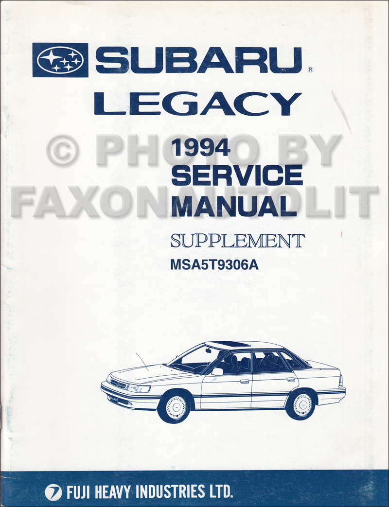1995 Subaru Legacy Repair Manual Supplement Original