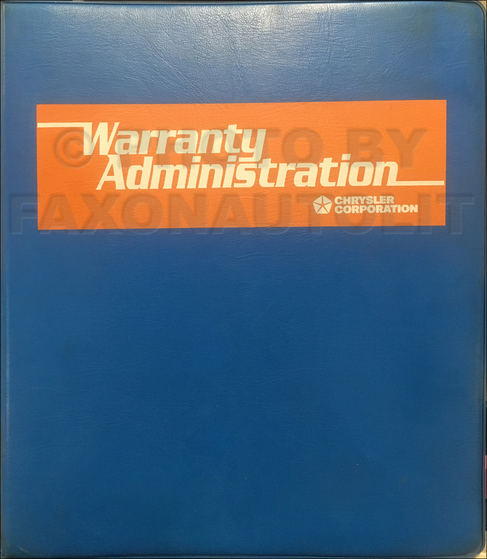 1995-2000 Mopar Warranty Administration Manual Original