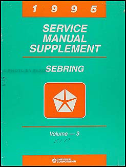 1995 Chrysler Sebring Shop Manual Original Supplement 