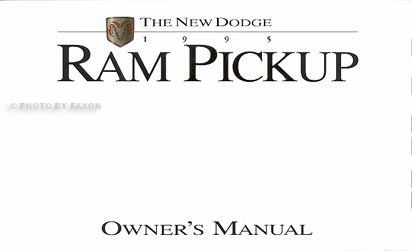1995 Dodge Ram Pickup Truck Original Owner's Manual Gasoline models