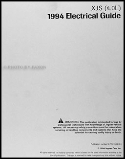 1994 Jaguar XJS 4.0L Electrical Guide Wiring Diagram Original 