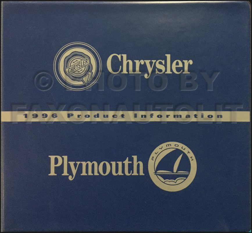 1996 Chrysler Plymouth Color and Upholstery Album and Data Book Original