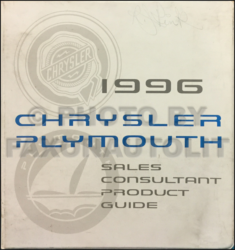 1996 Chrysler Plymouth Sales Consultant Product Guide Original
