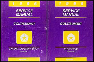 1996 Colt & Summit Shop Manual Original 2 Volume Set 