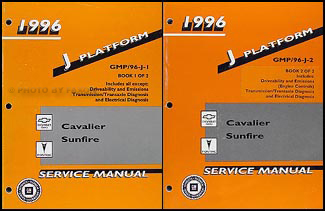 1996 Cavalier & Sunfire Repair Manual Original 2 Volume Set 