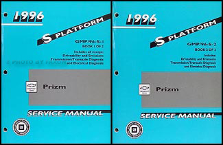 1996 Chevy/Geo Prizm Repair Manual Original 2 Volume Set 