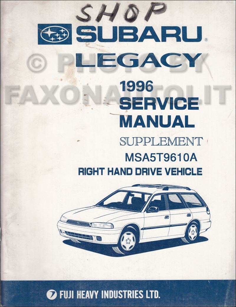 1991 Subaru Legacy RHD Repair Manual Supplement Original