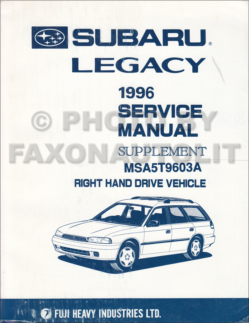1991 Subaru Legacy RHD Repair Manual Supplement Original