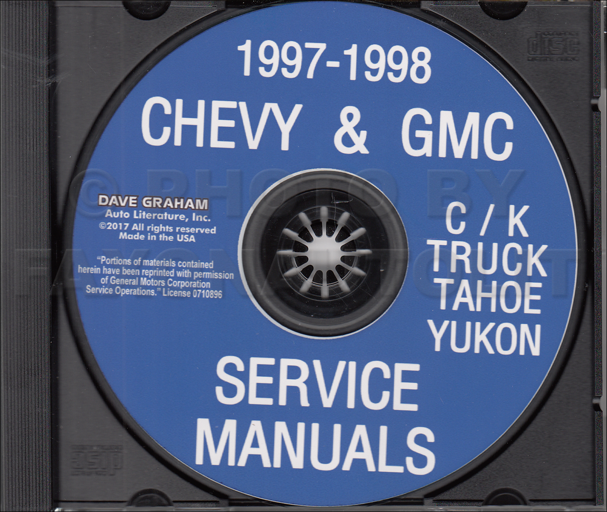 1998 Chevrolet GMC C/K Pickup Tahoe Yukon Service Manual on CD
