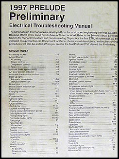 1997 Honda Prelude Preliminary Electrical Troubleshooting Manual Orig.