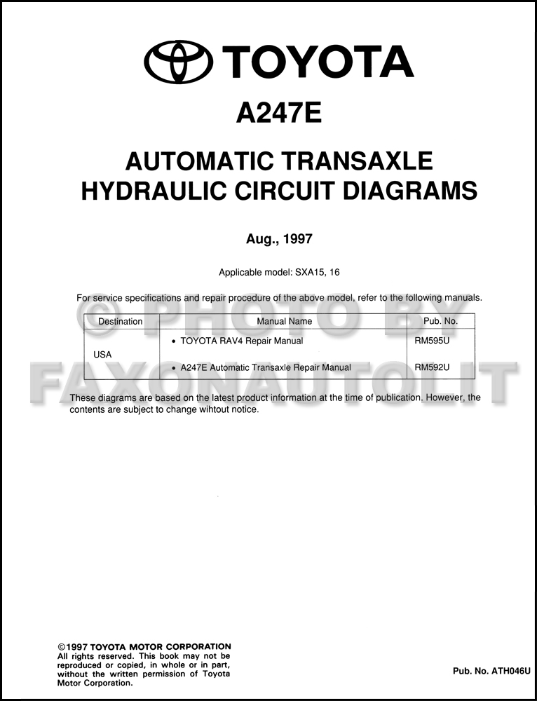 1998-2000 Toyota A247E Automatic Transaxle Hydraulic Circuit Diagrams Original
