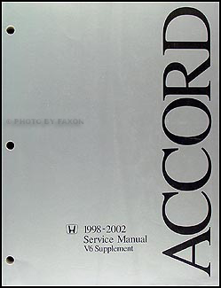 1998-2002  Honda Accord V6 Repair Manual Supplement Original 