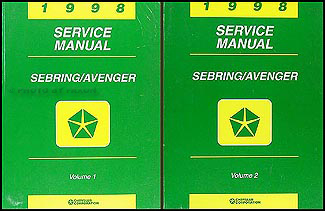 1998 Chrysler Sebring Coupe Dodge Avenger Repair Shop Manual Original 2 Volume Set 