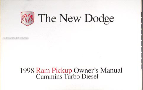1998 Dodge Ram Cummins Turbo Diesel Pickup Truck Original Owner Manual
