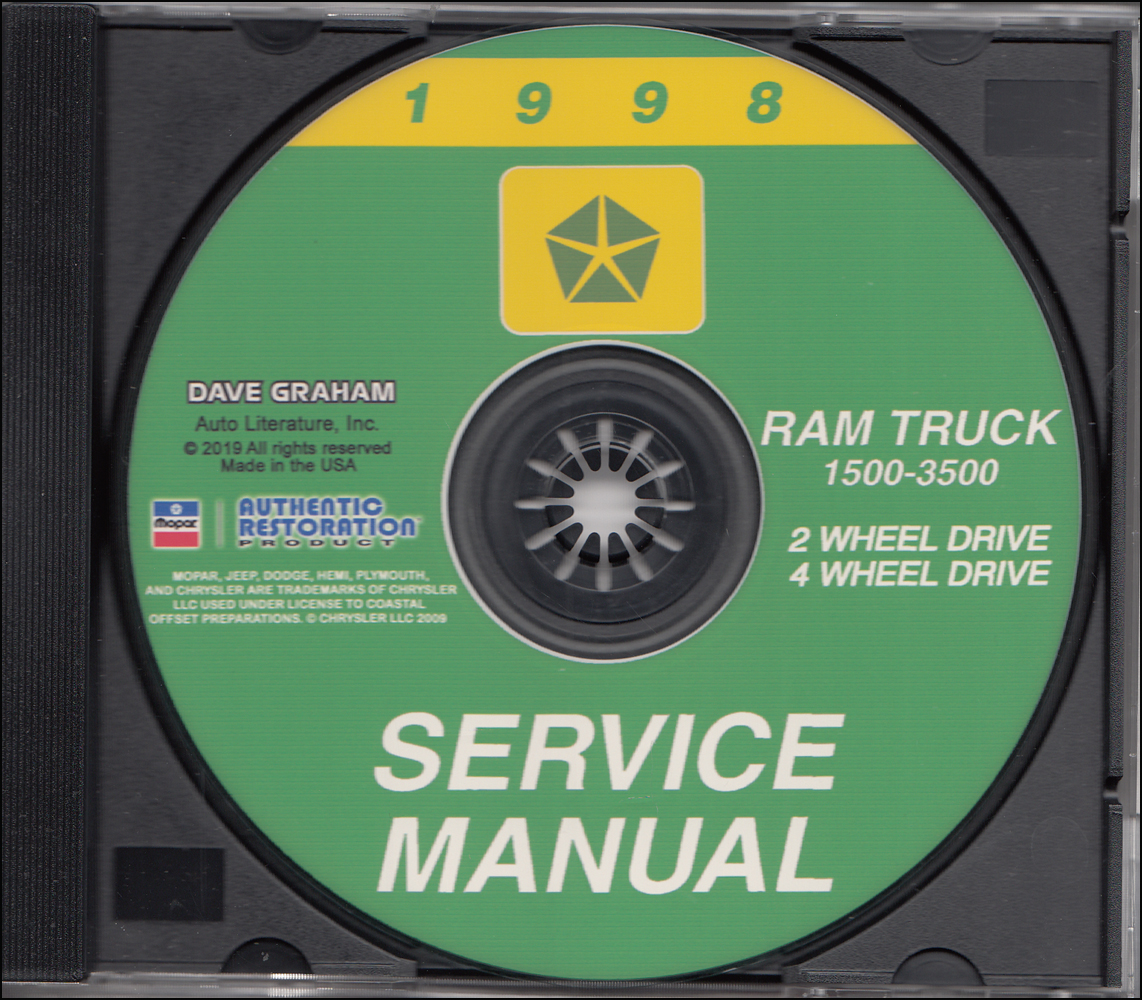 1998 Dodge Ram Truck 1500/2500/3500 Repair Shop Manual CD-ROM